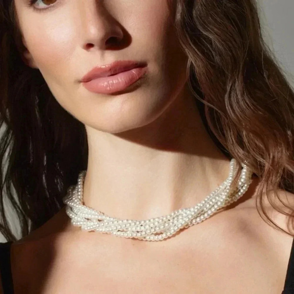 Francescas Luxe Pearl Twist Strand Necklace 15 Inch - Picture 1 of 4